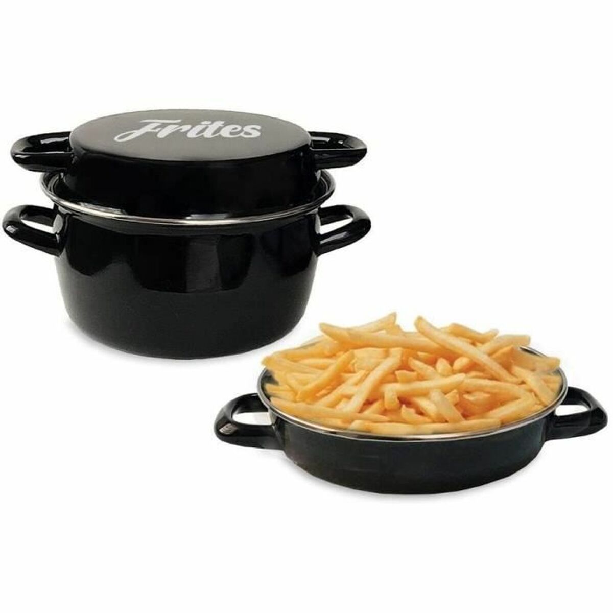 Deep-fat Fryer Baumalu Black Enamelled Steel