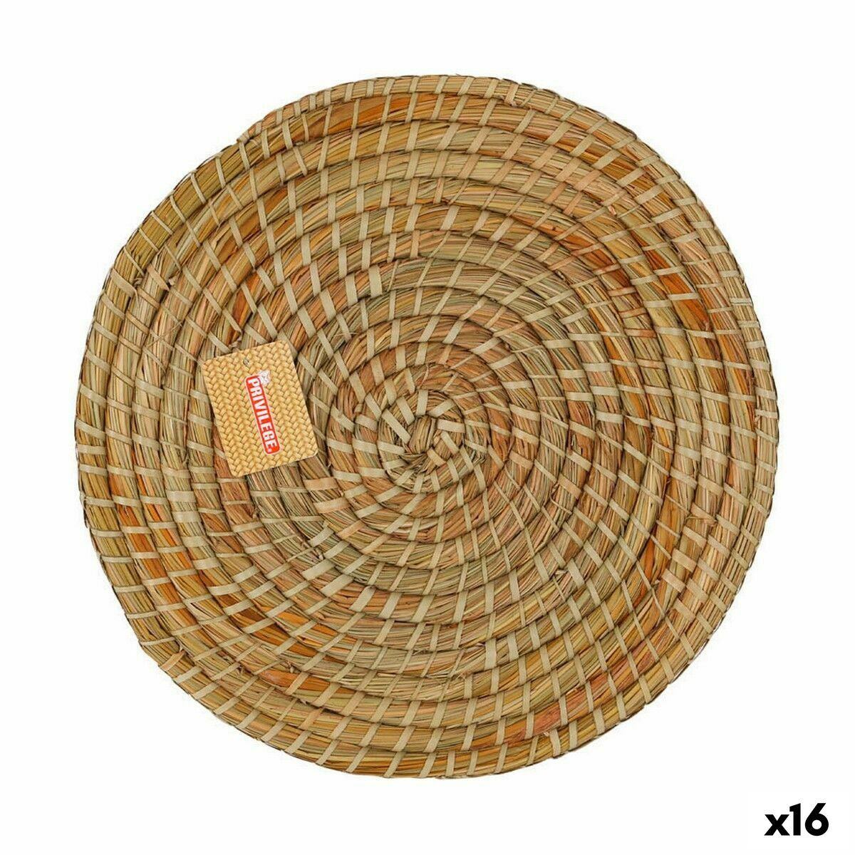 Table Mat Privilege Korne Brown wicker Ø 35 cm (16 Units)