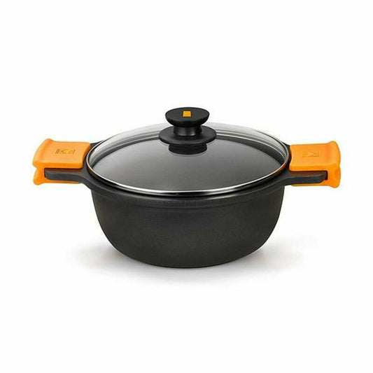 Casserole with glass lid BRA Black Metal Aluminium Cast aluminium Ø 28 cm