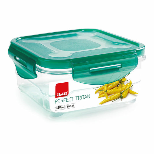 Hermetic Lunch Box Ibili 790408 Crystal 800 ml 15,5 x 15,5 x 7 cm Green