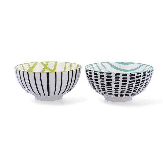 Set of bowls Bidasoa Zigzag Multicolour Ceramic 15 x 15 x 7,3 cm (2 Pieces)