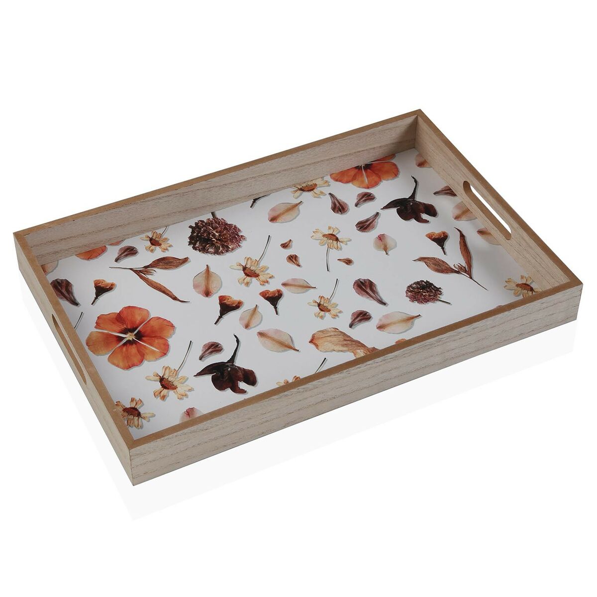 Tray Versa Flowers MDF Wood 30 x 5 x 45 cm