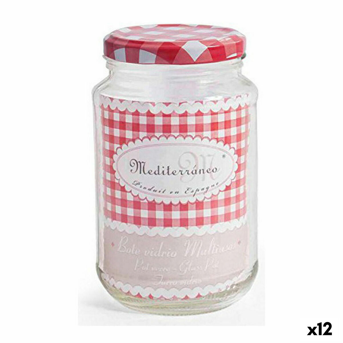 Glass Jar Mediterraneo A-370 Multi-use Glass 370 ml 7,2 x 12 cm (12 Units)