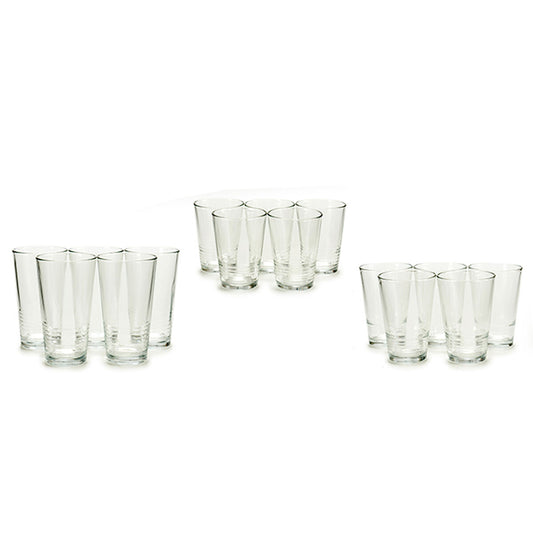 Set of glasses S18091/BHA Transparent Glass 6 x (51 cl) / 6 x (34 cl) / 6 x (23 cl)