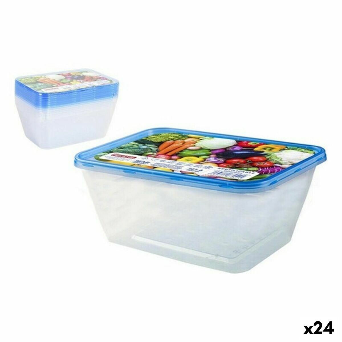 Set of 8 lunch boxes Privilege 1L Rectangular 17,5 x 12 x 7 cm (24 Units)