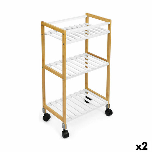 Vegetable trolley Confortime White Bamboo 40 x 25 x 70 cm (2 Units)