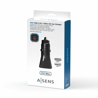 Car Charger Aisens ASCH-CAR2PQC-BK (1 Unit)