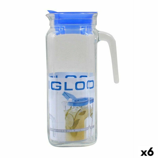 Jug Borgonovo Igloo Transparent Glass Blue 1,2 L (6 Units)