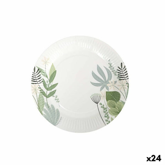 Plate set Algon Disposable Cardboard Floral 8 Pieces 23 cm (24 Units)