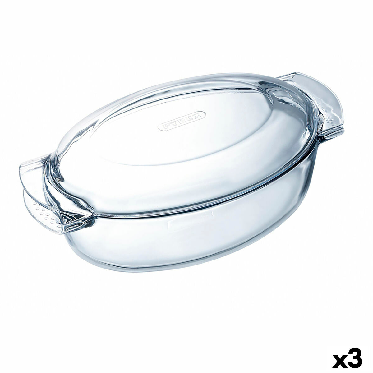 Oven Dish Pyrex Classic Vidrio Transparent Glass Oval 39 x 23 x 15 cm With lid (3 Units)