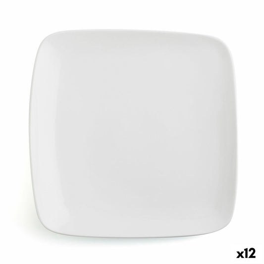 Flat plate Ariane Vital Squared Ceramic White (27 x 21 cm) (12 Units)