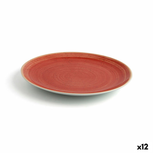 Flat Plate Ariane Terra Red Ceramic Ø 21 cm (12 Units)