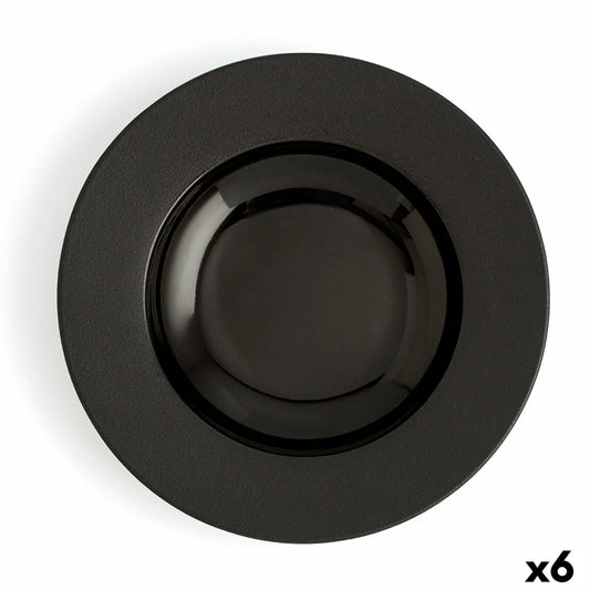 Deep Plate Ariane Antracita Black Ceramic Ø 26 cm (6 Units)