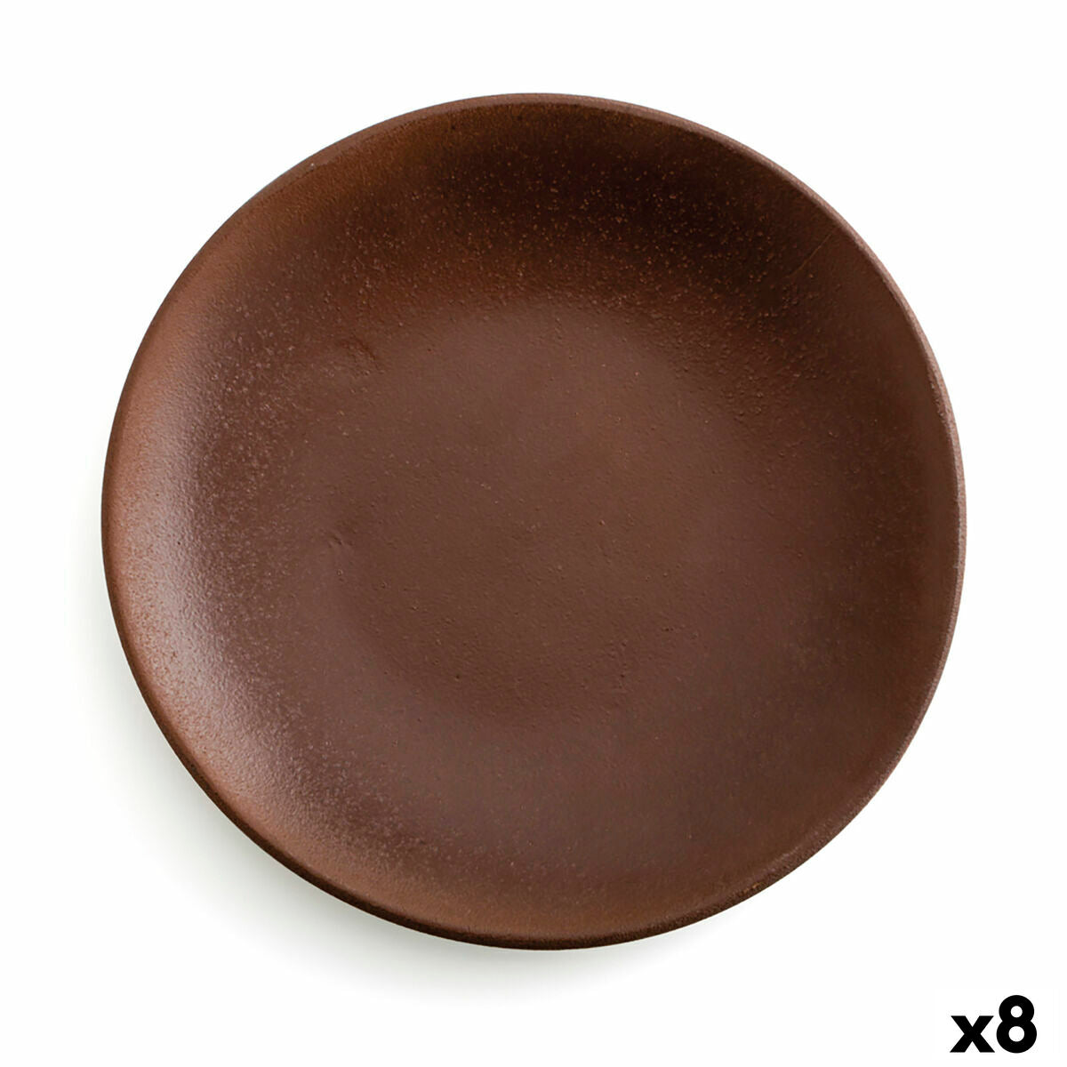 Flat Plate Anaflor Barro Anaflor Brown Ceramic Baked clay Ø 29 cm (8 Units)