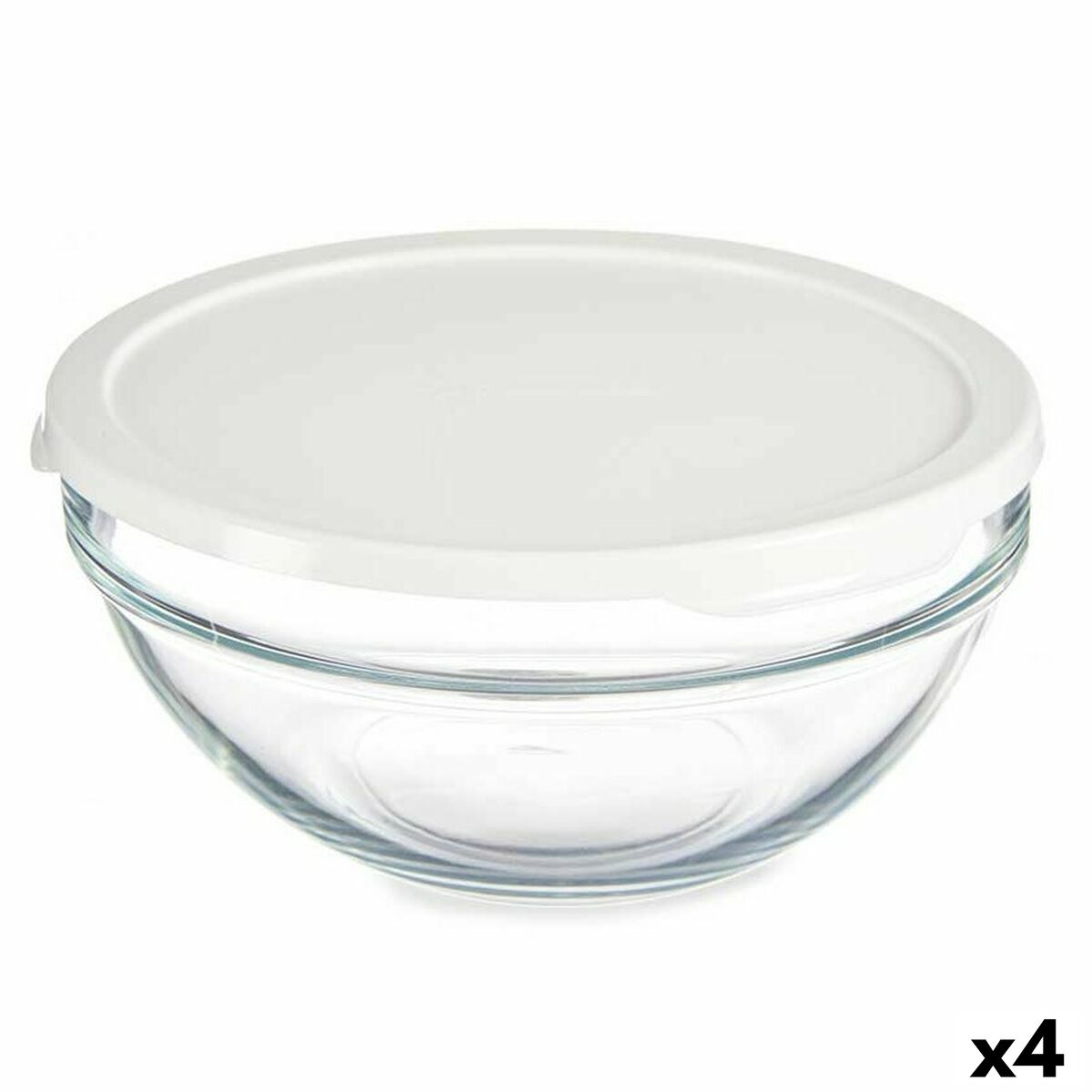 Round Lunch Box with Lid Chefs White 1,7 L 21 x 9 x 21 cm (4 Units)