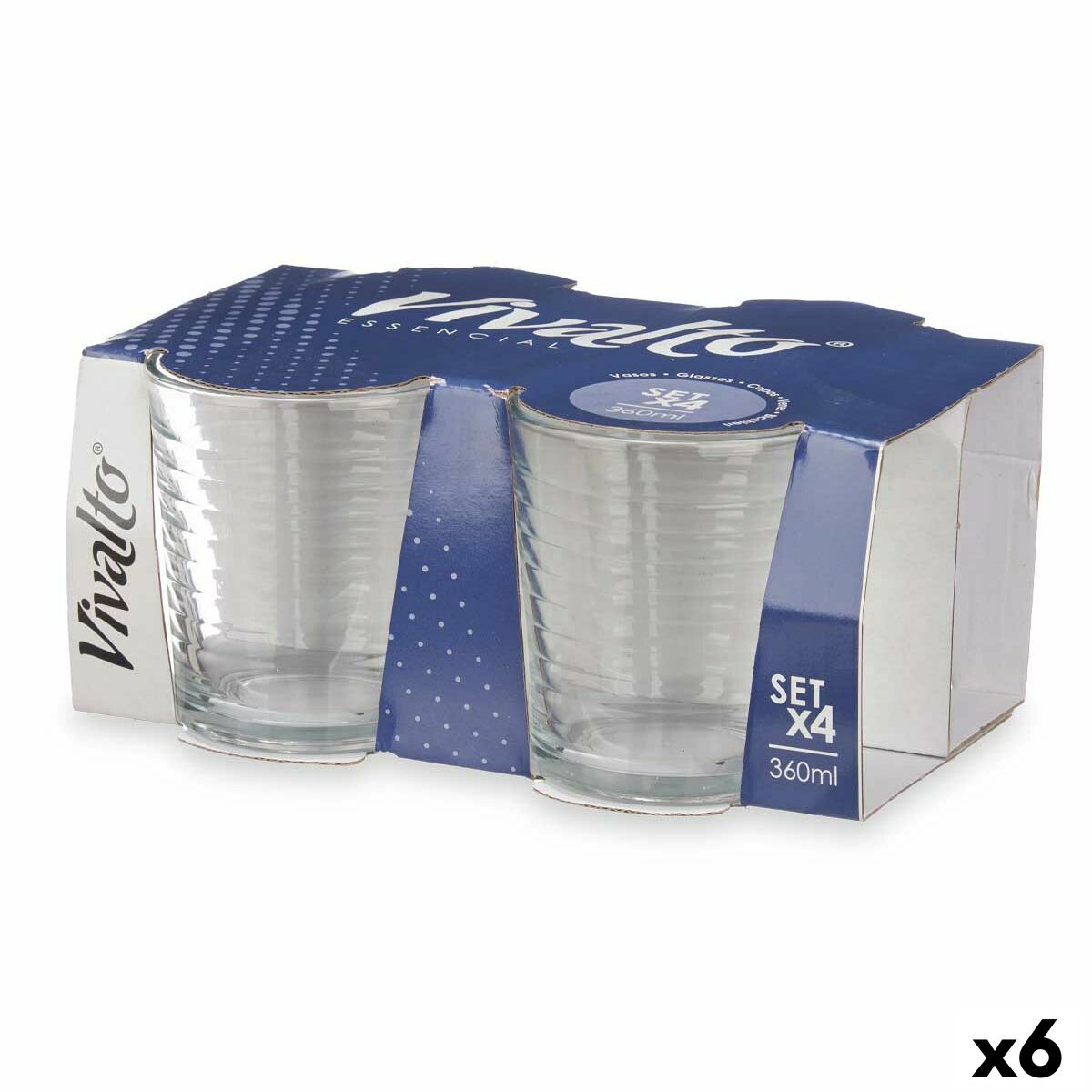 Set of glasses Stripes Transparent Glass 360 ml (6 Units)