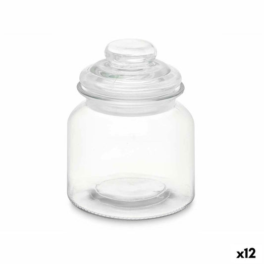 Jar Transparent Glass 600 ml (12 Units) With lid